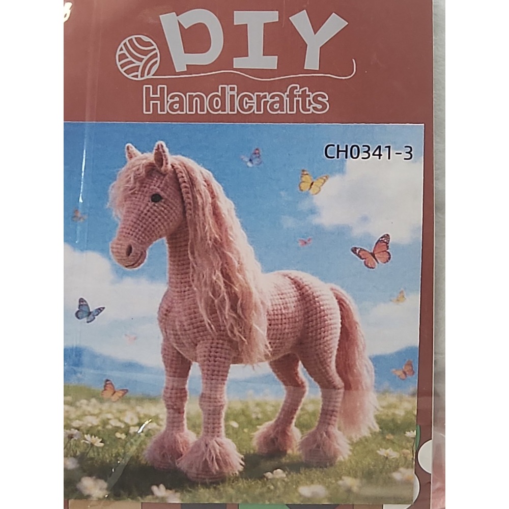 Handicrafts Crochet Kit Pink Horse Plush Amigurumi Complete 5 Yarn Skeins New